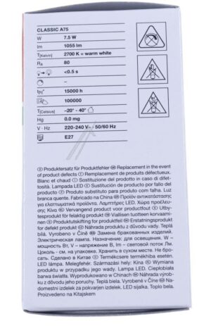 LED CLA75 7.5W LED CLASSIC A P 7,5W 827 FILAMENT KLAR E27