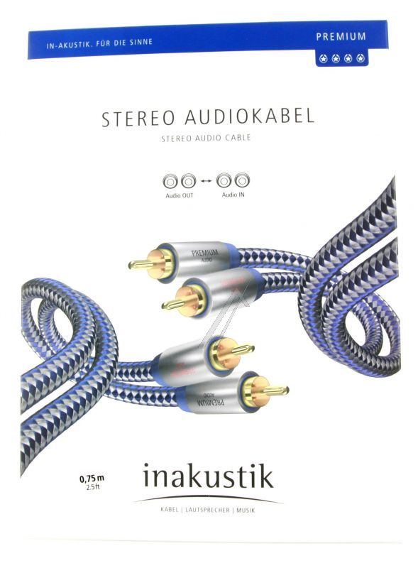 PREMIUM-II 00404007 AUDIO KABL 0.75M PREMIUM II AUDIO STEREO 2XCINC/ 2XCINC