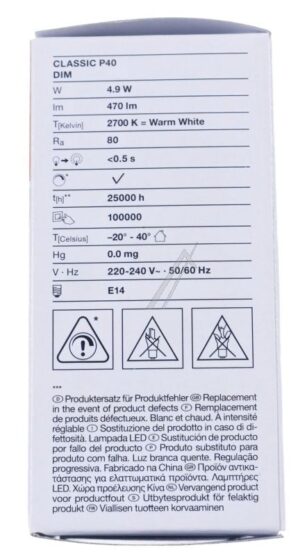 LED CLP40 DIM 4 CLASSIC P DIM P 4.9W 827 FR E14