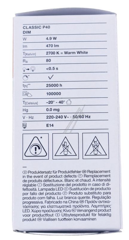 LED CLP40 DIM 4 CLASSIC P DIM P 4.9W 827 FR E14