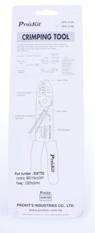 8PK-313B SKIDAČ ŽICA I KRIMP KLEŠTA 1,5 - 2,5 - 6,0 MM²