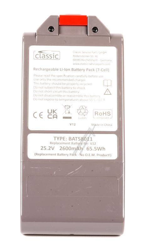 25,2V-2600MAH BAT58011 ZAMENSKA BATERIJA ZA DYSON V12
