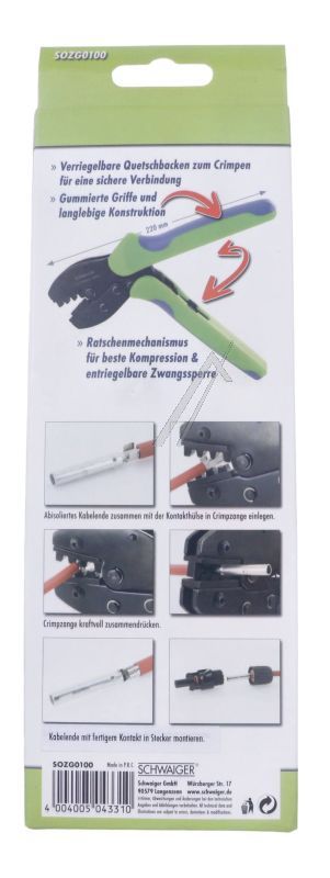 SOLAR SOZG0100 KLEŠTA - ALAT ZA KRIMP SOLAR,  SOLARNI KONEKTOR ZELENI