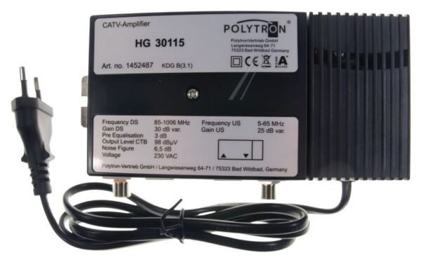 HG 30115 1452487 1GHZ HAUSANSCHLUSSVERSTÄRKER,  30DB,  115DBΜV,  RÜCKKANAL 25
