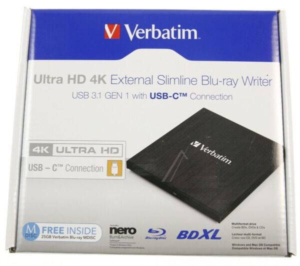 43888 BLU-RAY BRENNER SLIM ULTRA HD 4K USB3.1 C