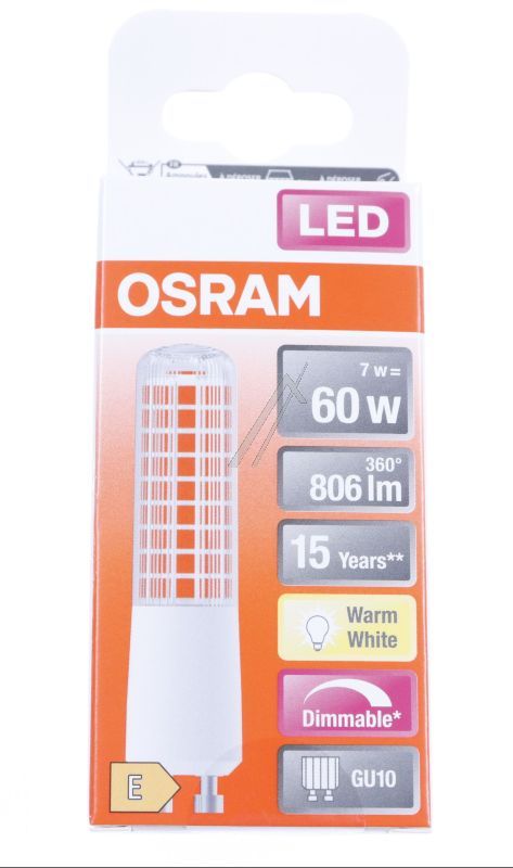LEDTSLIM60D 7W T SLIM DIM 60 320° 7W/ 2700K GU10 220-240V