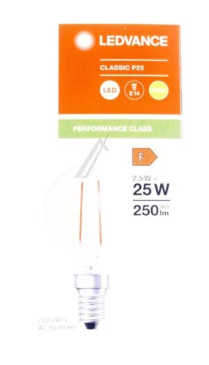 LED CLP25 2.5W LED CLASSIC P P 2.5W 827 FILAMENT KLAR E14