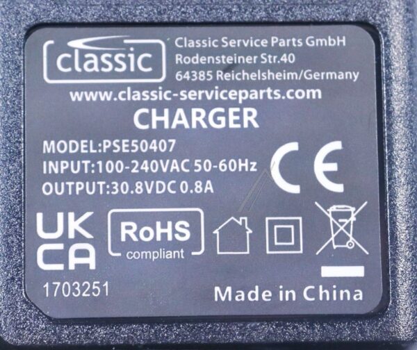 30,8V-0,8A PSE50407 EU NETZTEIL LADEGERÄT ALTERNATIV U.A. FÜR XIAOMI DREAME HOOVER