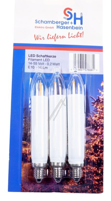 E10 14-55V-0,2W LED-SCHAFTKERZE 3ER-BLISTER