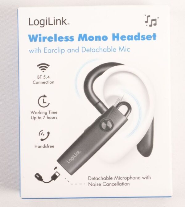 BT0078 KABELLOSES OHRCLIP-MONO-HEADSET,  BT 5.4, USB-C,  100 STUNDEN,  ABNEHMBARES MIKROFON,  SCHWARZ