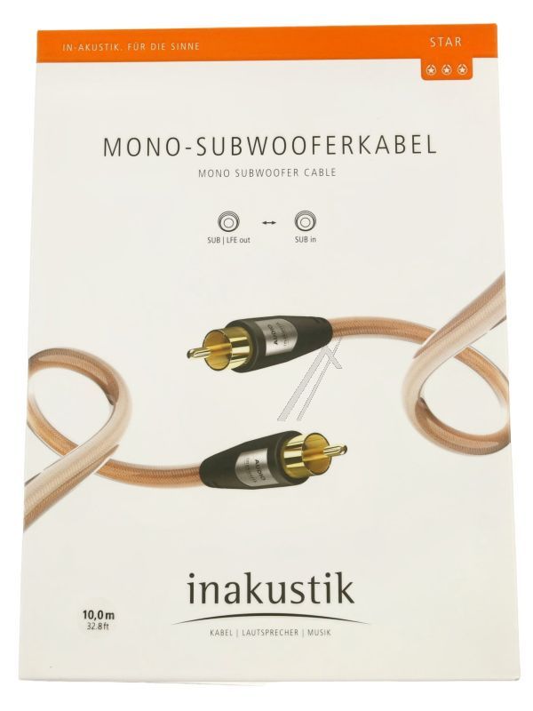 STAR 003083101 MONO-SUBWOOFERKABEL CINCH AUF CINCH 6.0MM LÄNGE 10M
