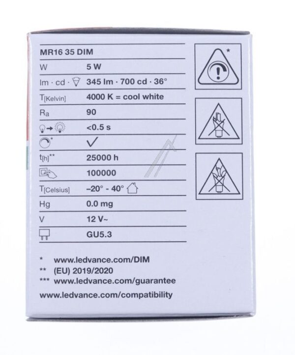 LED MR163536 DI LED MR16 DIM P 5W 940 GU5.3