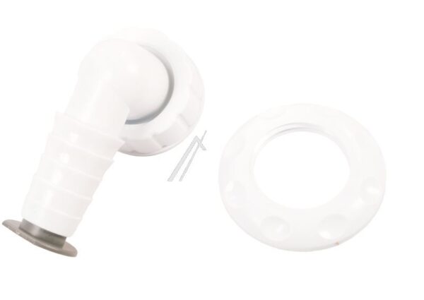 2073 WINKELSCHLAUCHTÜLLE 90° 3/ 4" MIT ROSETTE WEISS FÜR UNTERPUTZSIPHON