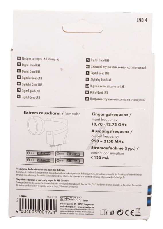 LNB4 QUAD-SWITCH LNB 40MM FEED MIT INTEGRIERTEM MULTISCHALTER