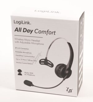 BT0075 KABELLOSES BEIDSEITIGES MONO-HEADSET,  FLEXIBLES MIKROFON,  BT 6.0, USB-C,  10H GESPRÄCHSDAUER,  10M