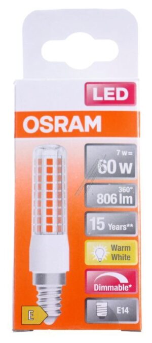 LEDTSLIM60D CL T SLIM DIM 60 320° 7W/ 2700K E14 220-240V
