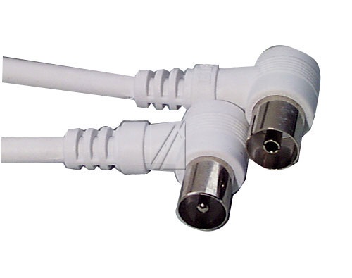 ANTENNENKABEL 7,5M WEISS STECKER-KUPPLUNG WINKELSTECKER